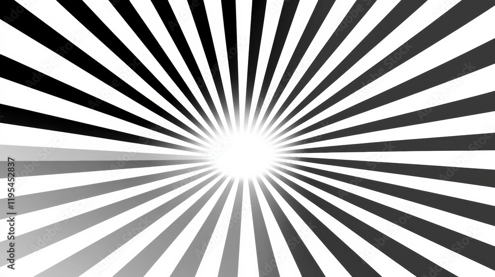 Black and white radial lines create dynamic optical illusion effect Black and white radial lines create dynamic optical illusion effect