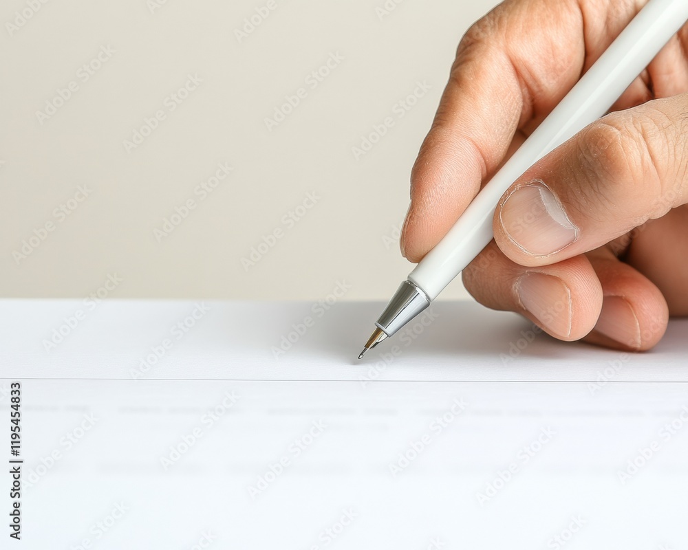 Minimalist Office Writing Tool Hand Writing with Sleek White Pen on Paper - Modern Workspace Efficiency and Professional Communication Enhancement Minimalist Office Writing Tool Hand Writing with Sleek White Pen on Paper - Modern Workspace Efficiency and Professional Communication Enhancement