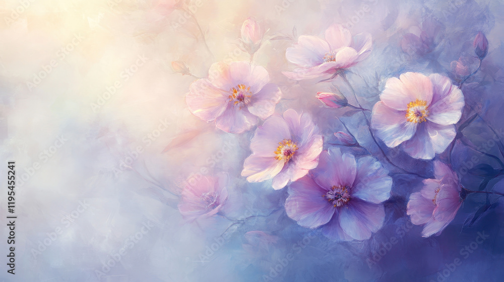 Floral Realistic Art in Misty Fog Floral Realistic Art in Misty Fog