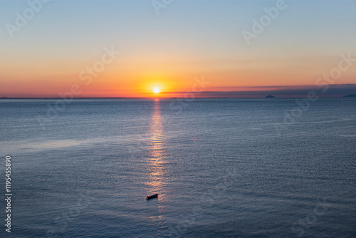 Sonnenaufgang am Golf von Thasos bei Kavala  in Griechenland