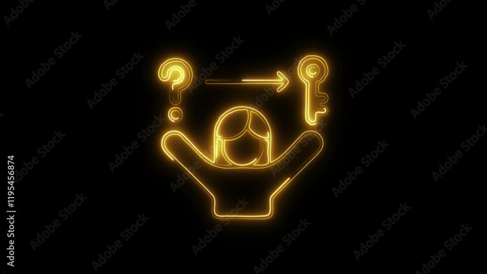 Glowing neon Critical Thinking Problem Solving icon isolated on black background. HD Video motion graphic animation