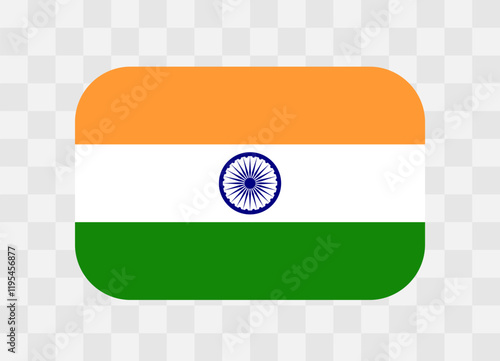 India flag - rounded rectangle colorful flag representing a country cultural identity and heritage. The essence of national pride and unity. Vector flag on transparent background.