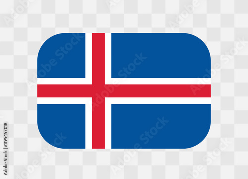 Iceland flag - rounded rectangle colorful flag representing a country cultural identity and heritage. The essence of national pride and unity. Vector flag on transparent background.