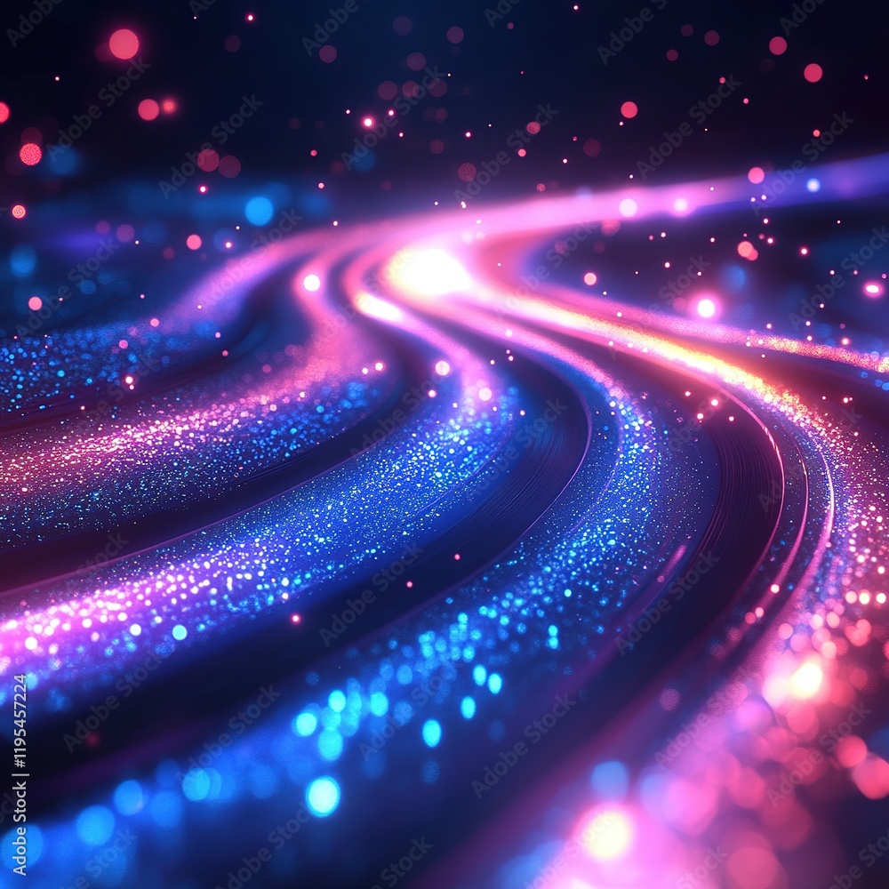 Dynamic light trails across a starry background abstract art digital environment futuristic perspective Dynamic light trails across a starry background abstract art digital environment futuristic perspective