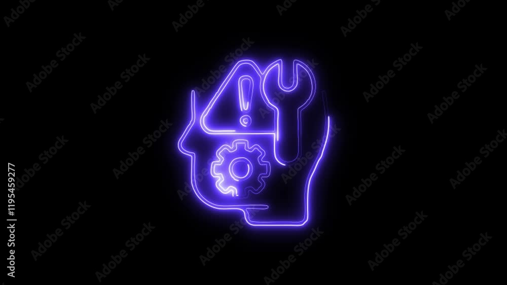 Glowing neon Critical Thinking Self Control icon isolated on black background. HD Video motion graphic animation Glowing neon Critical Thinking Self Control icon isolated on black background. HD Video motion graphic animation