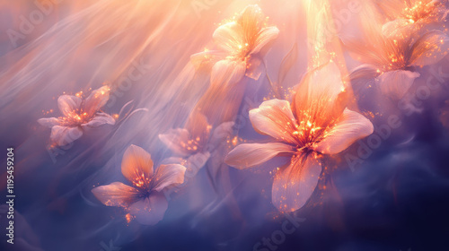 Floral Realistic Art in Misty Fog