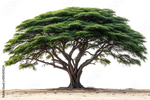 Majestic Acacia Tree Isolated on White Background photo