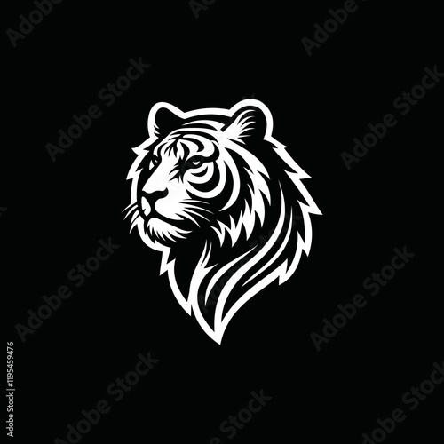 a tiger head logo that is scary, authoritative and charismatic