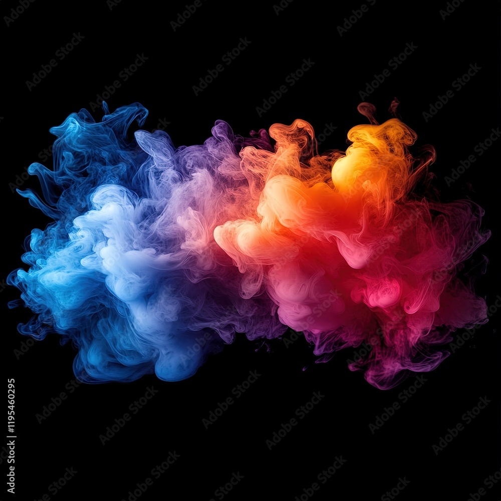 Fototapeta premium Dynamic colorful smoke patterns abstract art digital creation dark background artistic viewpoint visual concept
