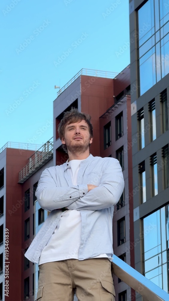 custom made wallpaper toronto digitalConfident successful young man outdoors near business office with crossed hands