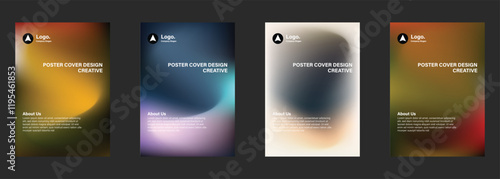 Creative Poster Cover Designs Gradient Backgrounds, Logo, About Us