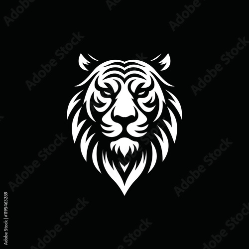 a tiger head logo that is scary, authoritative and charismatic