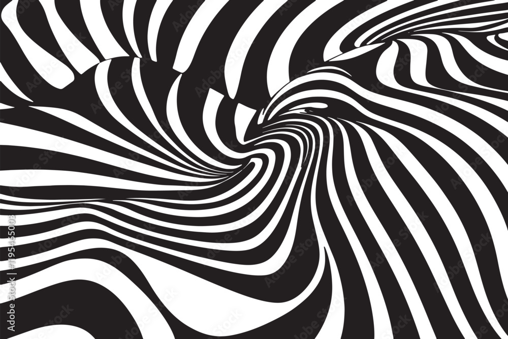 Dynamic Zebra-Style Optical Art in Black and White Dynamic Zebra-Style Optical Art in Black and White