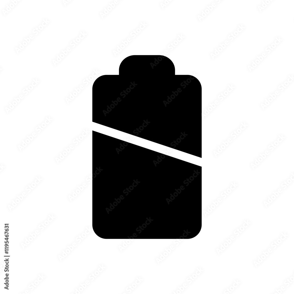 Battery icon showing low charge, representing minimal power or energy remaining. Battery icon showing low charge, representing minimal power or energy remaining.