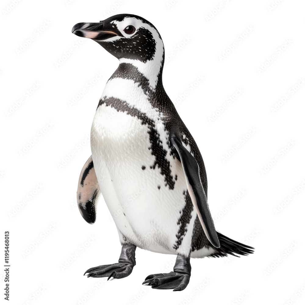 Fototapeta premium Penguin wildlife photography arctic scene on a transparent background