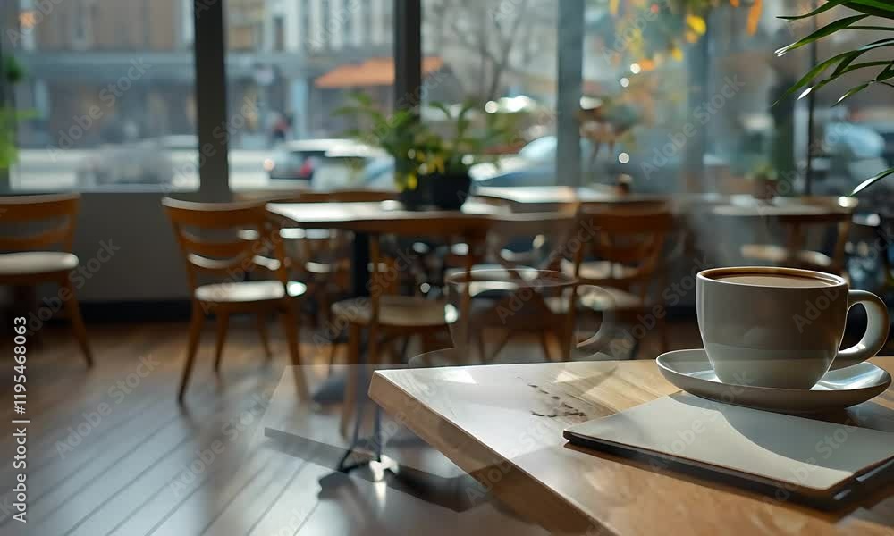 Cozy Caf? Morning A Cup of Coffee with Sunlit Ambiance and Warm Atmosphere Cozy Caf? Morning A Cup of Coffee with Sunlit Ambiance and Warm Atmosphere