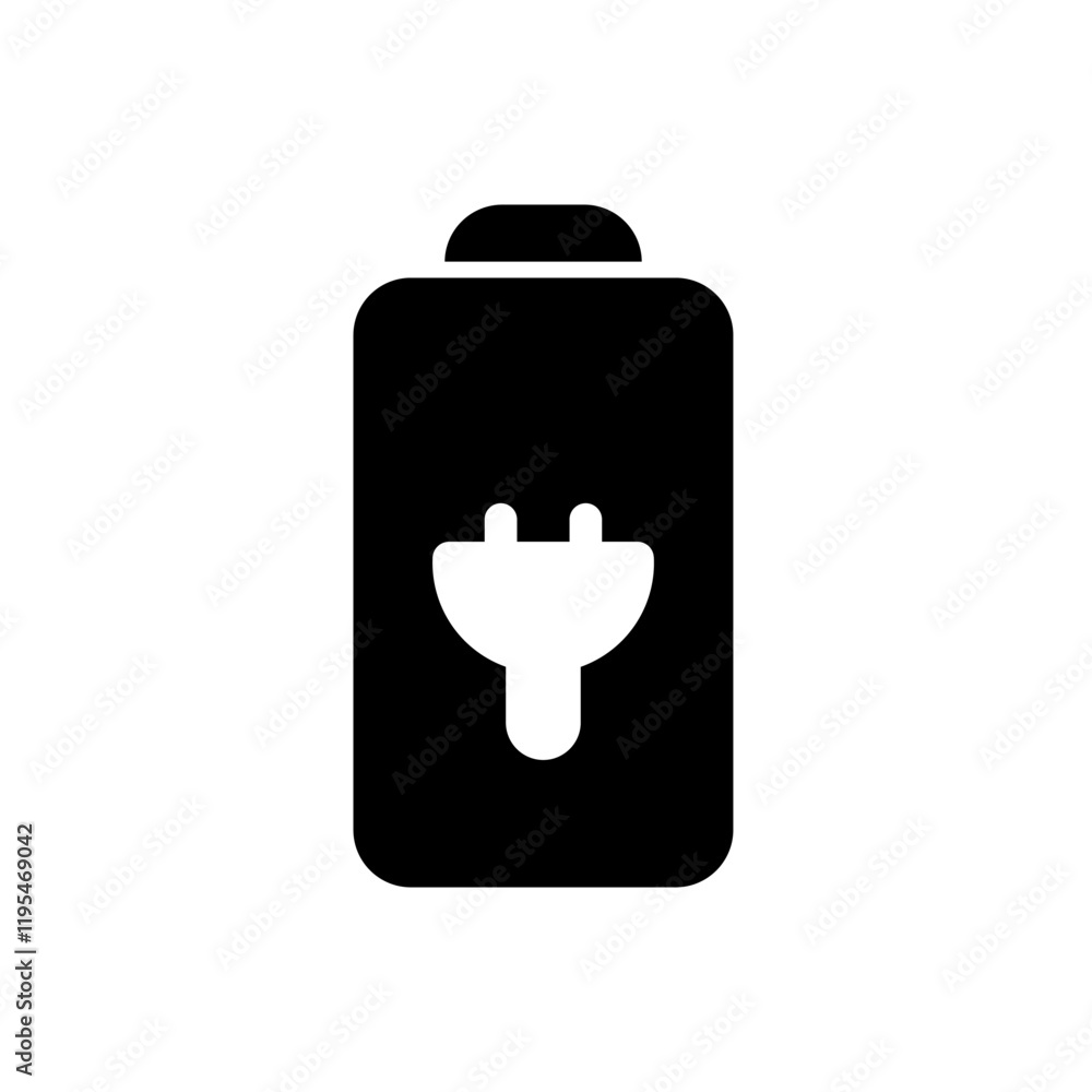 Charging plug icon, representing power connection, device charging, or energy supply. Charging plug icon, representing power connection, device charging, or energy supply.