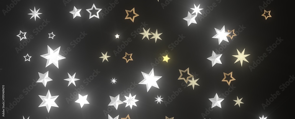 Falling Christmas Luminaries: Magnificent 3D Illustration Showcasing Falling Holiday Celestial Bodies Falling Christmas Luminaries: Magnificent 3D Illustration Showcasing Falling Holiday Celestial Bodies
