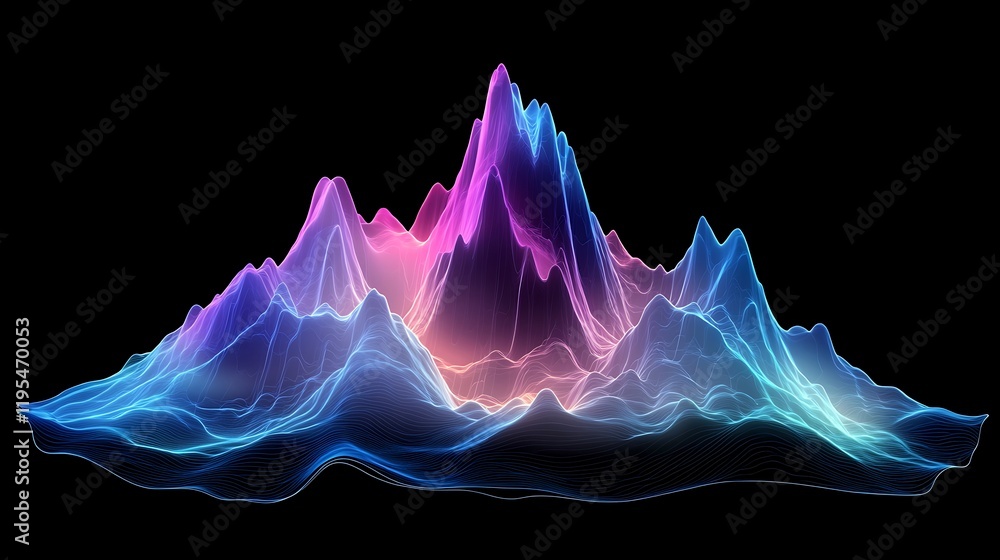 Fototapeta premium Abstract Digital Landscape of Neon Mountains