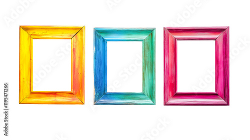 Set of decorative classic wooden picture frames on transparency background, png