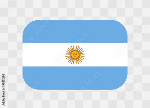 Argentina flag - rounded rectangle colorful flag representing a country cultural identity and heritage. The essence of national pride and unity. Vector flag on transparent background.