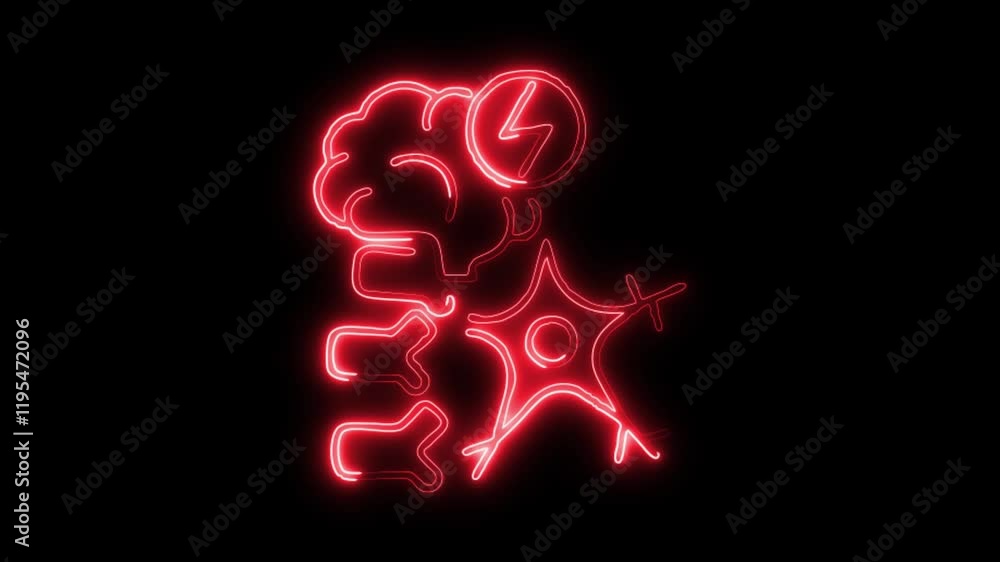 Glowing neon Neurological icon isolated on black background. HD Video motion graphic animation Glowing neon Neurological icon isolated on black background. HD Video motion graphic animation