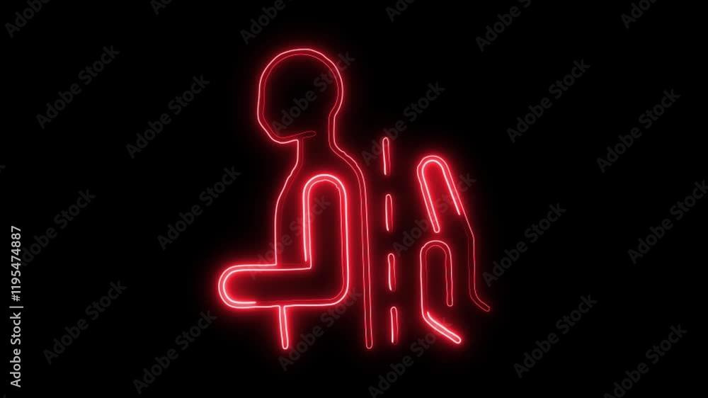 Glowing neon Spine Corrector icon isolated on black background. HD Video motion graphic animation Glowing neon Spine Corrector icon isolated on black background. HD Video motion graphic animation