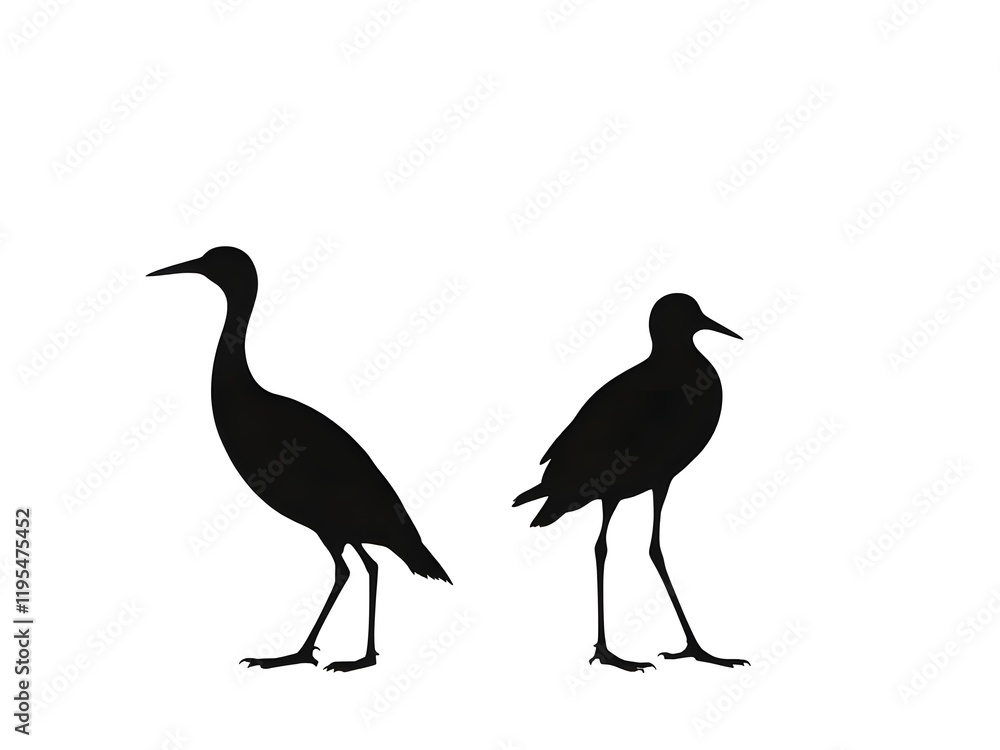 Fototapeta premium Birds silhouette white background 
