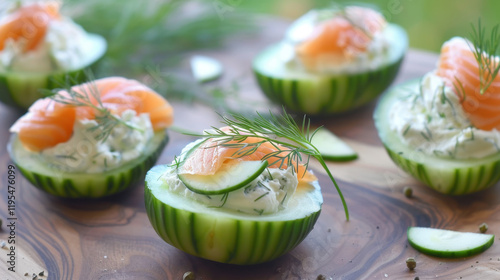 smoked salmon with cream cheese and cucumber