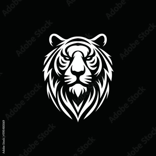 a tiger head logo that is scary, authoritative and charismatic