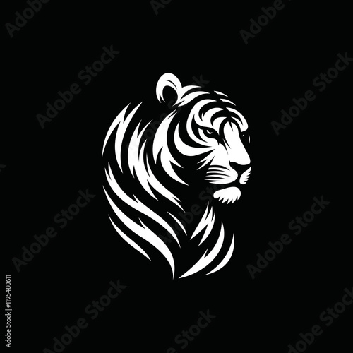 a tiger head logo that is scary, authoritative and charismatic