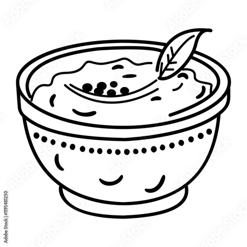 Cranberry sauce in a bowl icon in doodle style