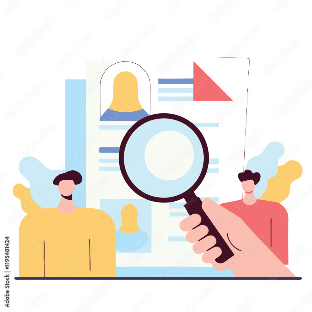 Examination, person with magnifying glass over documents, flat design illustration (2).eps Examination, person with magnifying glass over documents, flat design illustration (2).eps
