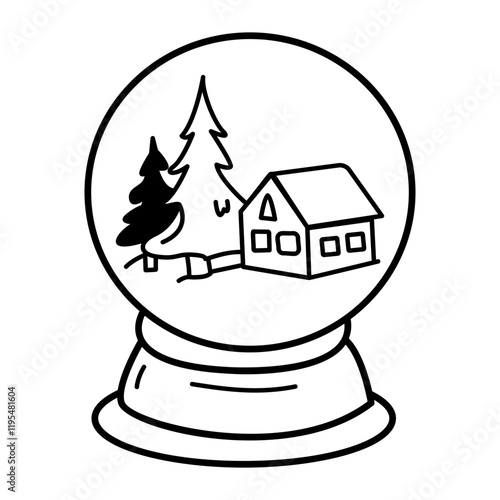 A sketchy icon of a snow globe