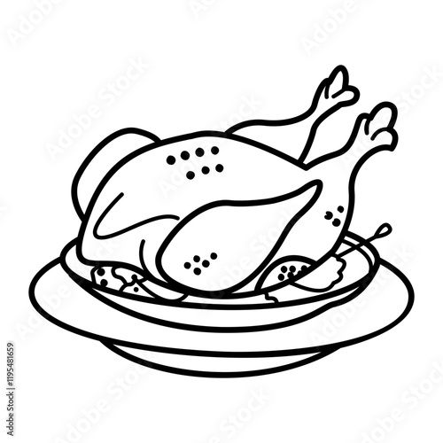 A hand drawn icon of roasted turkey