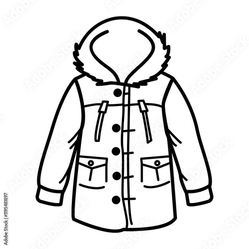 A doodle style icon of a winter coat