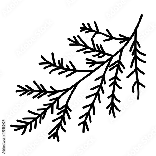 A sketchy icon of evergreen branch