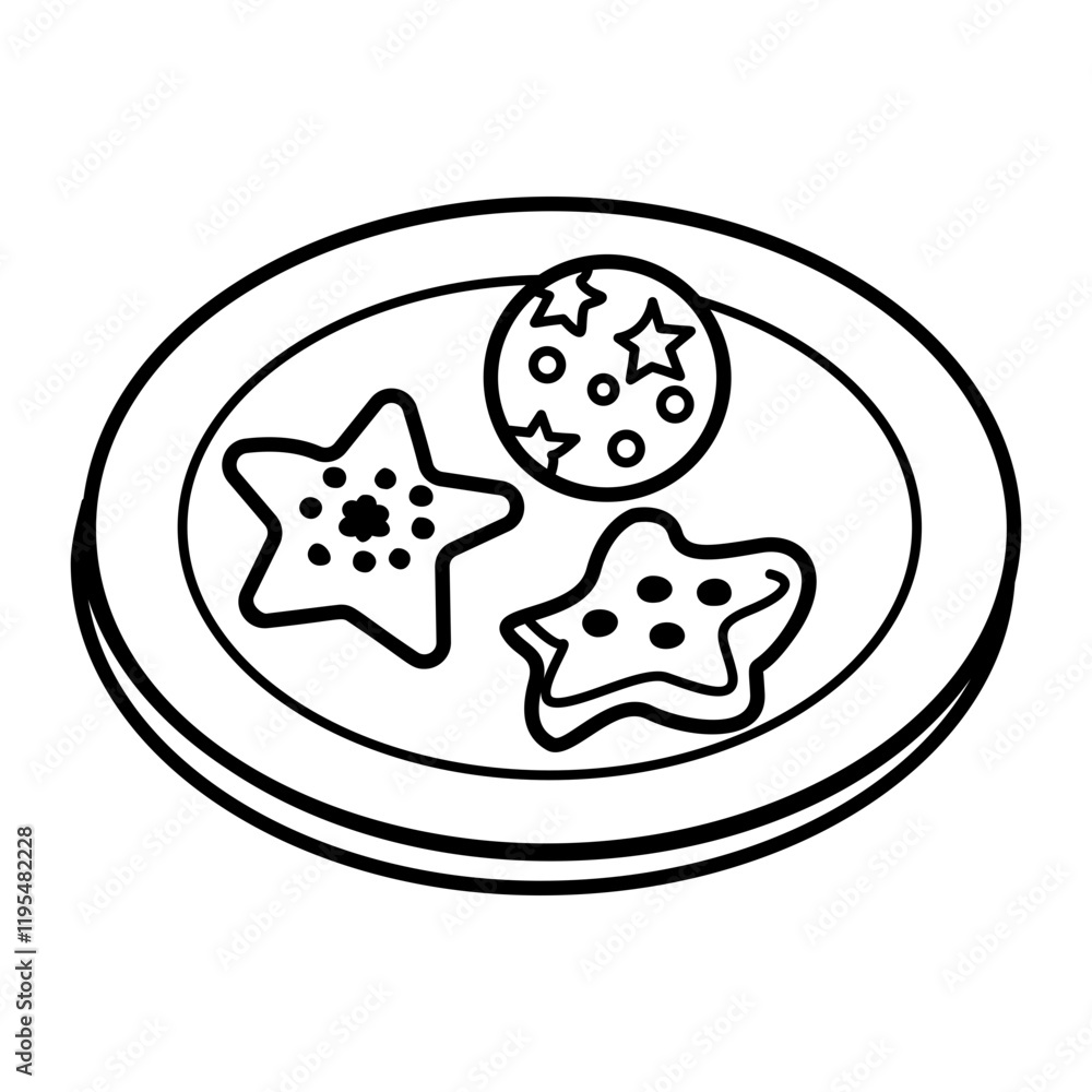 A hand drawn icon of holiday cookies in a plate A hand drawn icon of holiday cookies in a plate