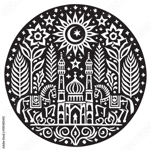 The Amulet of Samarkand Silhouette Vector Illustration, Solid White Background.
