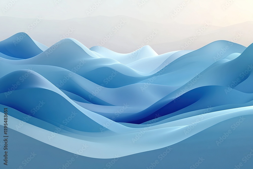 A background of blue and white sand dunes, with waves in the shape of mountains A background of blue and white sand dunes, with waves in the shape of mountains