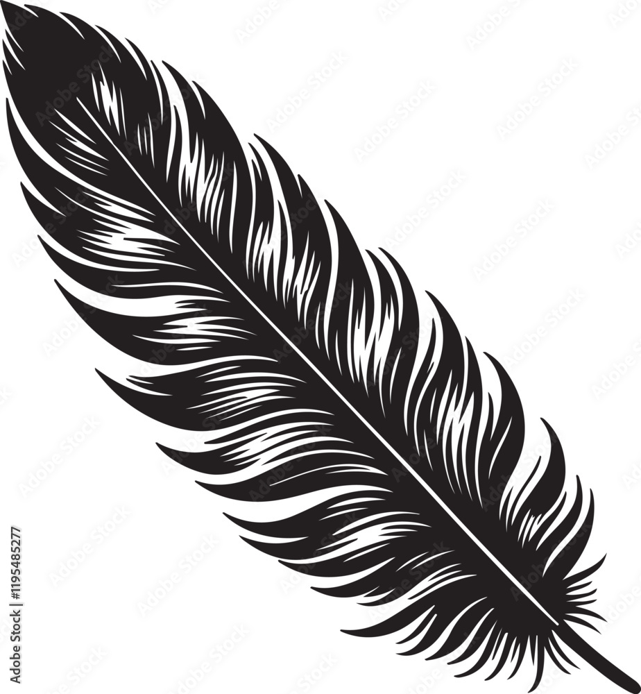 Obraz premium Elegant Bird Feather Silhouette Vector Design