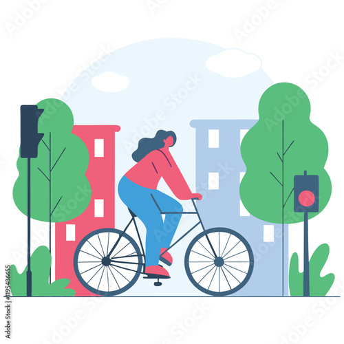 Girl dressed in a bicycle