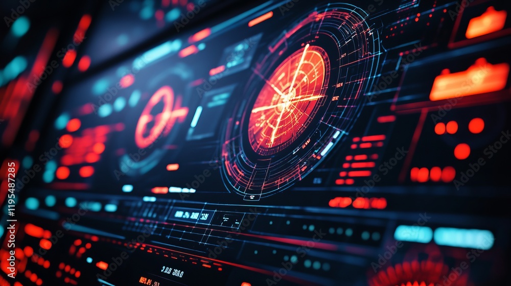 A conceptual design of a command center featuring user interfaces, radar, sonar, and gaming elements for strategic applications A conceptual design of a command center featuring user interfaces, radar, sonar, and gaming elements for strategic applications