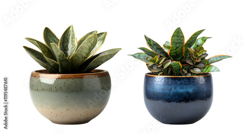 Elegant ceramic pot with butterfly plant thriving on white background photo