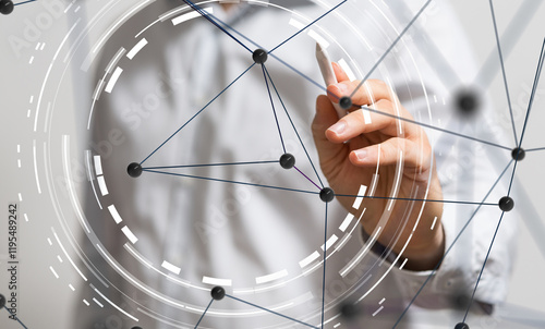 abstract lines with dots ov...