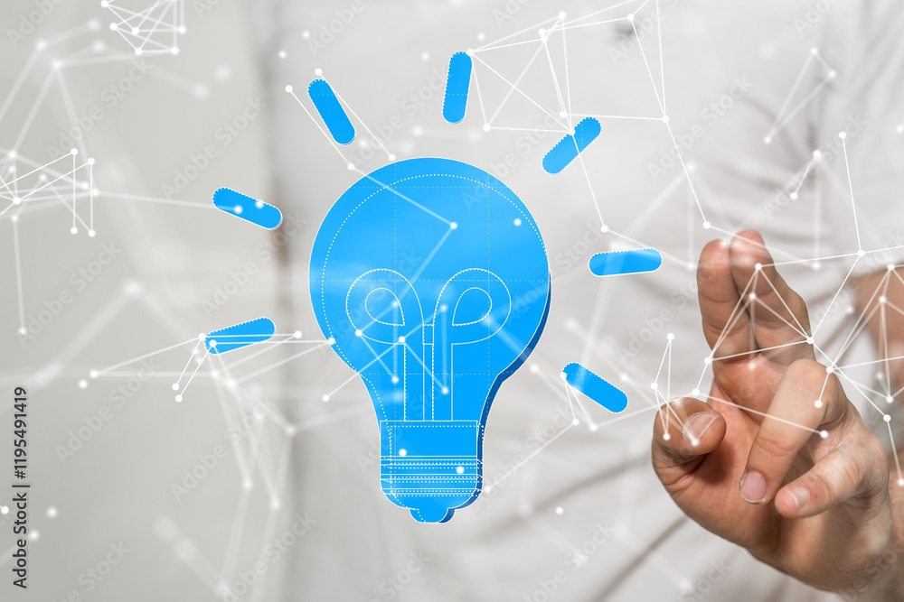 Neural network 3D illustration. Big data and cybersecurity