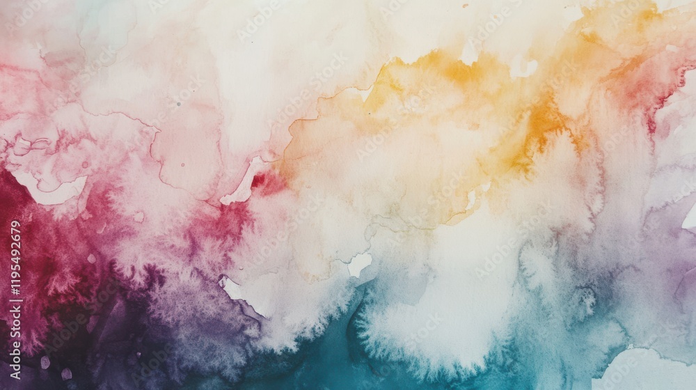 Obraz premium Vibrant watercolor abstract artwork showcasing seamless pastel colors flowing gracefully in organic shapes