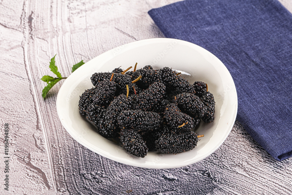 Juicy sweet mulberry in the bowl