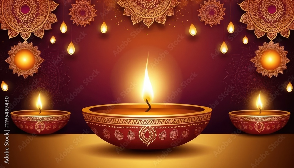 Elegant Golden Diwali-Themed Background with Glowing Diyas, ai generative Elegant Golden Diwali-Themed Background with Glowing Diyas, ai generative