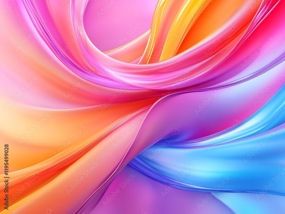 Fototapeta premium Vibrant swirling fabrics dance joyfully a bright colorful abstract design. AI Generated